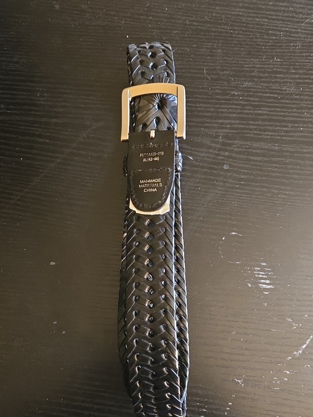 Men's Woven Leather-Style Belt - Black